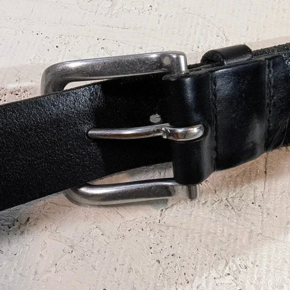 Polo Ralph Lauren Mens Black Leather Classic Belt Silver Buckle Size 40
